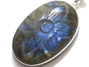 [Video][One of a kind] Rainbow Labradorite AAA- Carved Pendant Silver925 NO.37