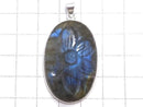 [Video][One of a kind] Rainbow Labradorite AAA- Carved Pendant Silver925 NO.37