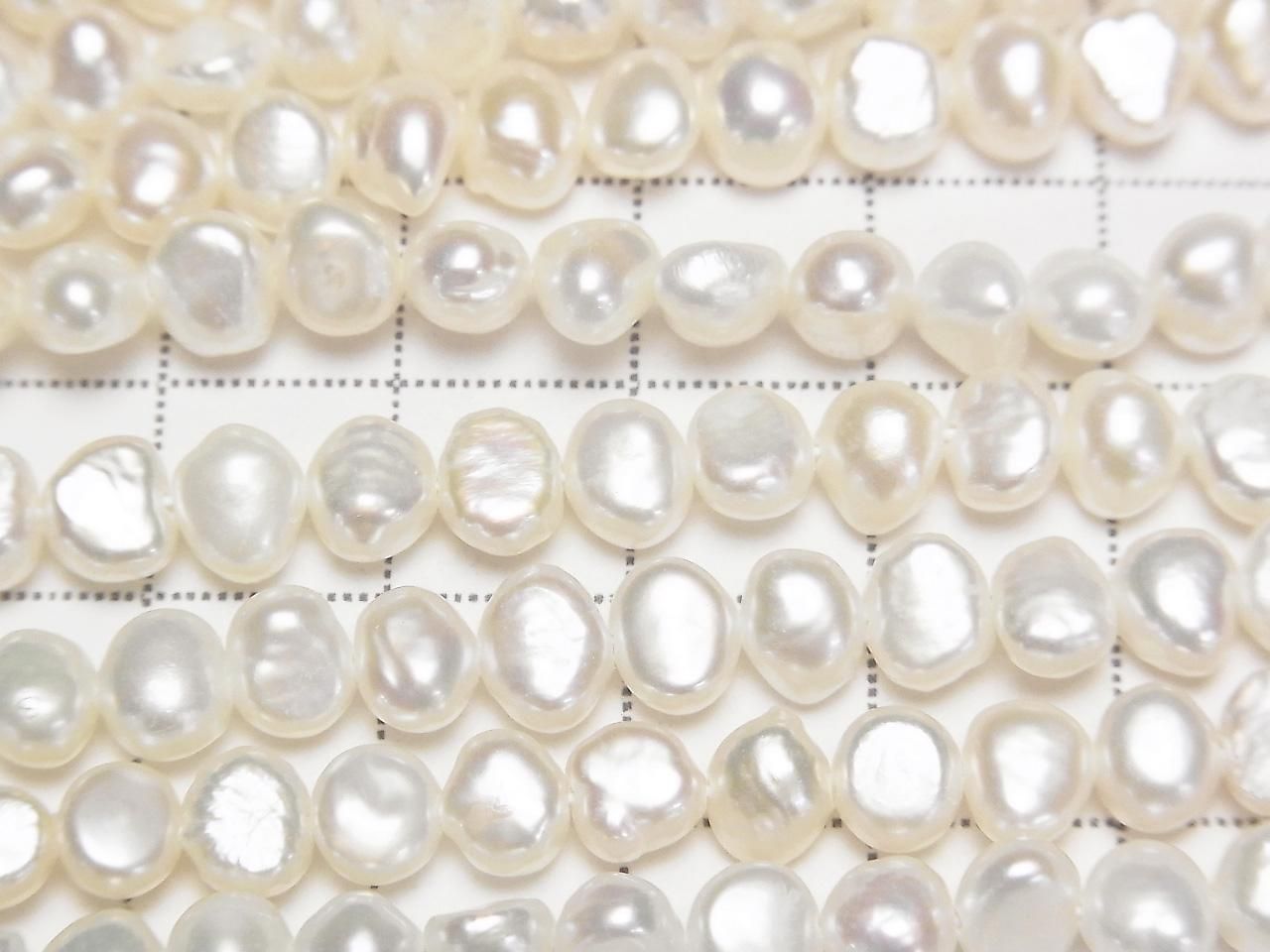 淡水珍珠 AA++ 馬鈴薯形-巴洛克 5.5-6mm 白色 1串珠 (約15英吋/36公分)