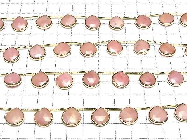 [Video] Pink Opal Bezel Setting Chestnut Faceted Briolette half or 1strand beads (aprx.6inch/14cm)