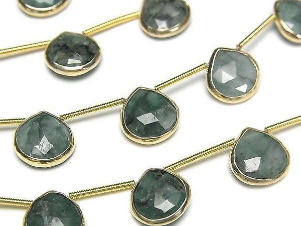 [Video]Emerald Bezel Setting Chestnut Faceted Briolette half or 1strand beads (aprx.5inch/13cm)