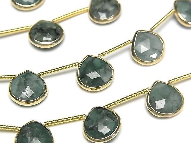 [Video]Emerald Bezel Setting Chestnut Faceted Briolette half or 1strand beads (aprx.5inch/13cm)