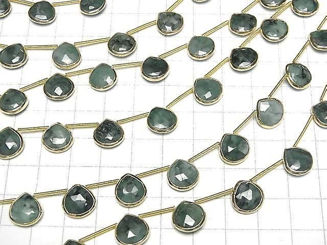 [Video]Emerald Bezel Setting Chestnut Faceted Briolette half or 1strand beads (aprx.5inch/13cm)