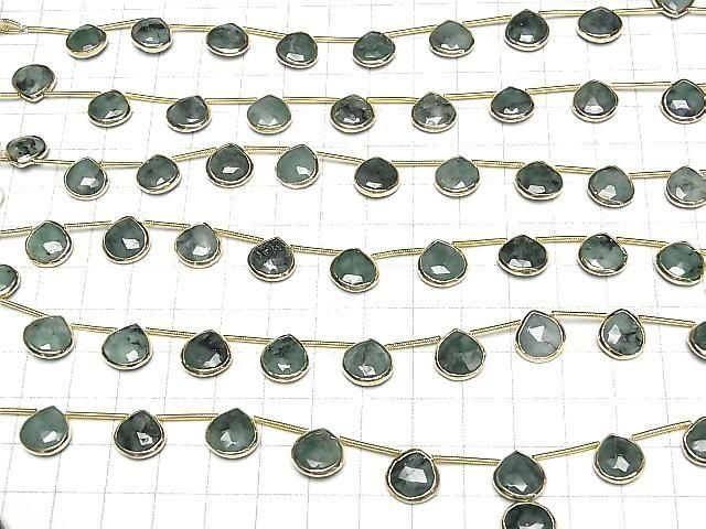 [Video]Emerald Bezel Setting Chestnut Faceted Briolette half or 1strand beads (aprx.5inch/13cm)