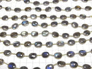 [Video]Labradorite Bezel Setting Faceted Oval half or 1strand beads (aprx.6inch/14cm)