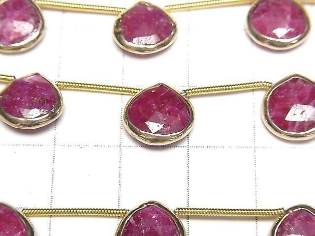 [Video]Ruby Bezel Setting Chestnut Faceted Briolette half or 1strand beads (aprx.6inch/14cm)