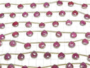 [Video]Ruby Bezel Setting Chestnut Faceted Briolette half or 1strand beads (aprx.6inch/14cm)