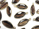 [Video]High Quality Smoky Quartz AAA Bezel Setting Marquise Faceted 18x10mm 18KGP 2pcs