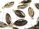[Video]High Quality Smoky Quartz AAA Bezel Setting Marquise Faceted 18x10mm 18KGP 2pcs