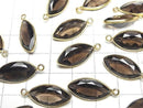 [Video]High Quality Smoky Quartz AAA Bezel Setting Marquise Faceted 18x10mm 18KGP 2pcs