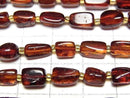 [Video] Baltic Amber Square-Nugget [Cherry color] 1 strand beads (aprx.14inch/34cm)