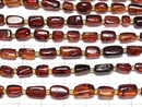[Video] Baltic Amber Square-Nugget [Cherry color] 1 strand beads (aprx.14inch/34cm)