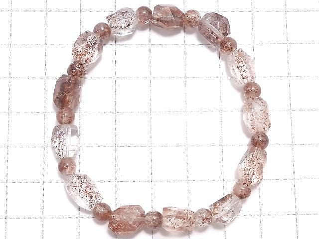[Video][One of a kind] Lepidocrocite in Quartz AAA- Faceted Nugget & Round Bracelet NO.16