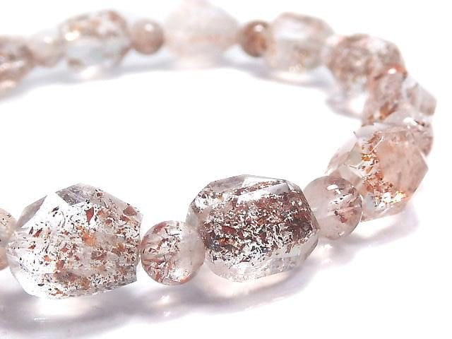 [Video][One of a kind] Lepidocrocite in Quartz AAA- Faceted Nugget & Round Bracelet NO.18
