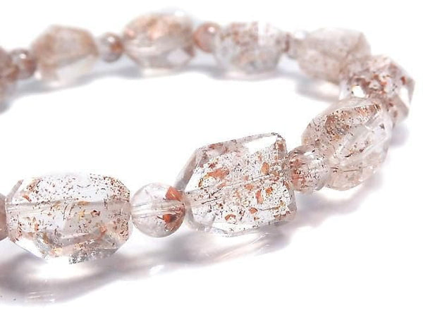 [Video][One of a kind] Lepidocrocite in Quartz AAA- Faceted Nugget & Round Bracelet NO.19