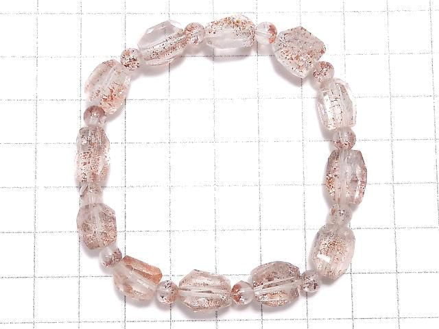 [Video][One of a kind] Lepidocrocite in Quartz AAA- Faceted Nugget & Round Bracelet NO.19