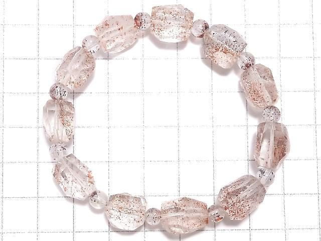 [Video][One of a kind] Lepidocrocite in Quartz AAA- Faceted Nugget & Round Bracelet NO.20