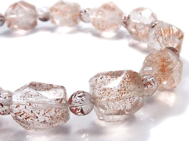 [Video][One of a kind] Lepidocrocite in Quartz AAA- Faceted Nugget & Round Bracelet NO.21