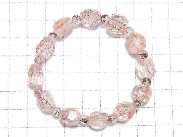 [Video][One of a kind] Lepidocrocite in Quartz AAA- Faceted Nugget & Round Bracelet NO.21