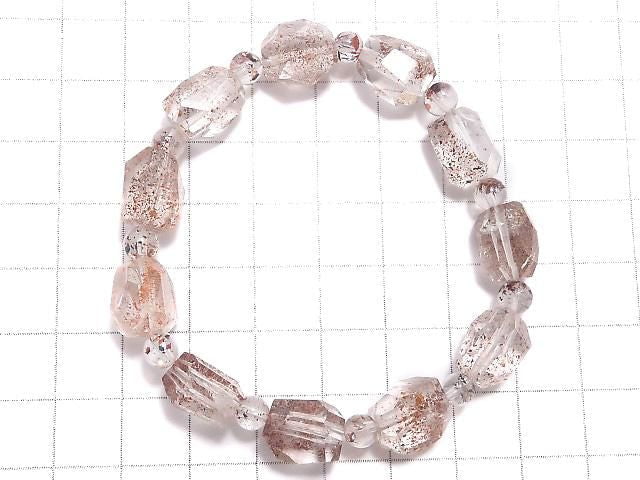 [Video][One of a kind] Lepidocrocite in Quartz AAA- Faceted Nugget & Round Bracelet NO.22