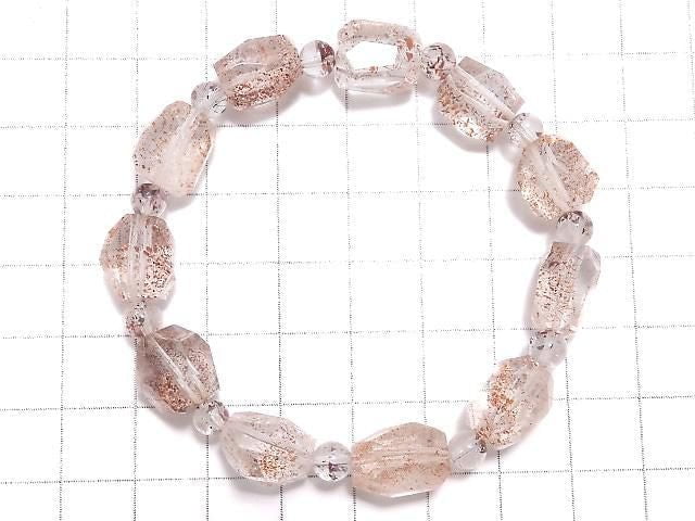 [Video][One of a kind] Lepidocrocite in Quartz AAA- Faceted Nugget & Round Bracelet NO.23