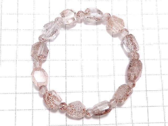 [Video][One of a kind] Lepidocrocite in Quartz AAA- Faceted Nugget & Round Bracelet NO.24