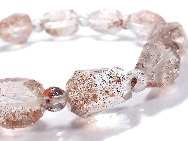 [Video][One of a kind] Lepidocrocite in Quartz AAA- Faceted Nugget & Round Bracelet NO.25
