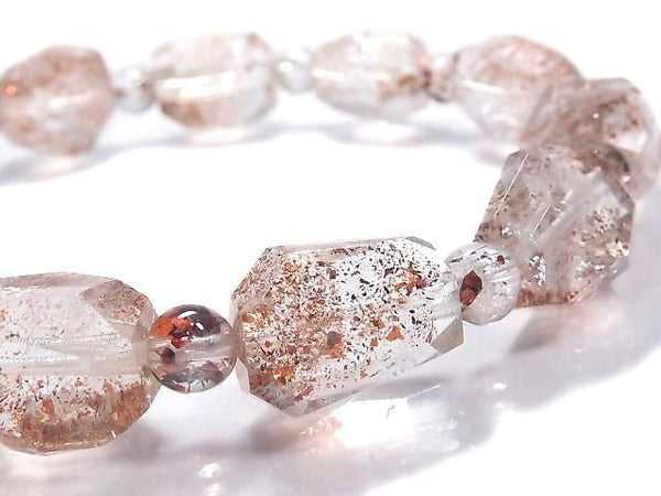 [Video][One of a kind] Lepidocrocite in Quartz AAA- Faceted Nugget & Round Bracelet NO.25