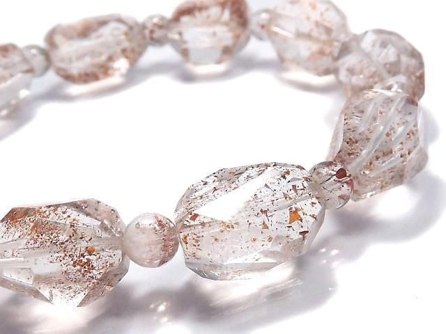 [Video][One of a kind] Lepidocrocite in Quartz AAA- Faceted Nugget & Round Bracelet NO.26
