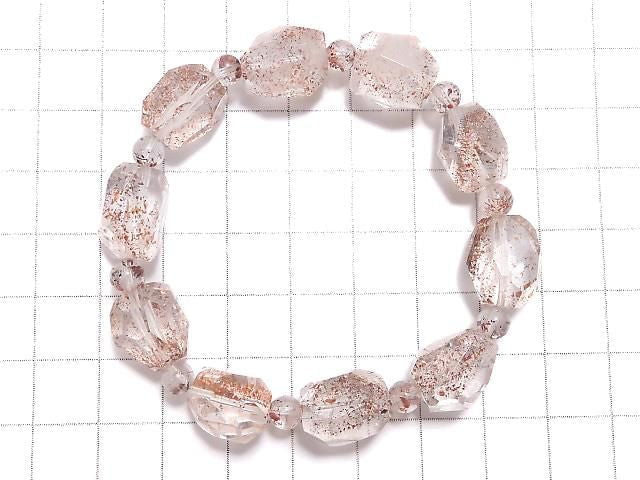 [Video][One of a kind] Lepidocrocite in Quartz AAA- Faceted Nugget & Round Bracelet NO.26