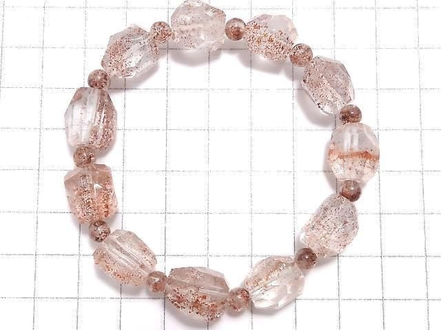 [Video][One of a kind] Lepidocrocite in Quartz AAA- Faceted Nugget & Round Bracelet NO.27