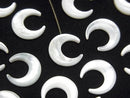 [Video] High Quality White Shell (Silver-lip Oyster) AAA Moon Motif 12x11mm [Half Drilled Hole] 4pcs