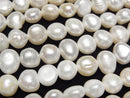 [Video] Fresh Water Pearl AA+ Potato -Baroque 6-7mm White 1strand beads (aprx.13inch/33cm)