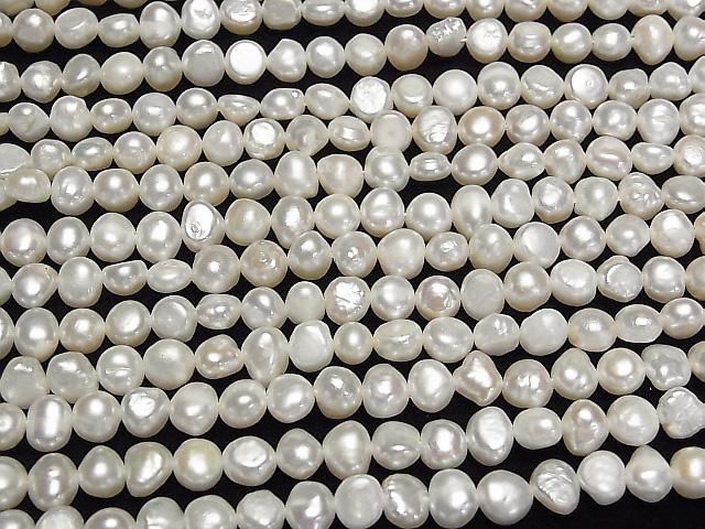 [Video] Fresh Water Pearl AA+ Potato -Baroque 6-7mm White 1strand beads (aprx.13inch/33cm)