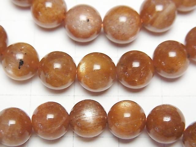 [Video] Sun Moonstone AA++ Round 8mm-9mm [Dark Orange] Bracelet