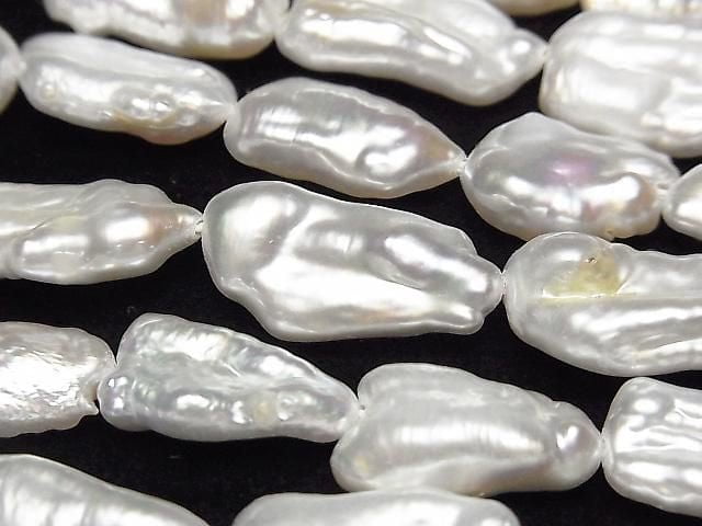 [Video] Fresh Water Pearl Keshi Pearl AA+ Baroque 13-23mm White 1strand beads (aprx.14inch/35cm)