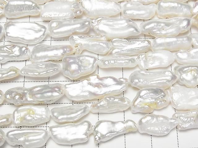 [Video] Fresh Water Pearl Keshi Pearl AA+ Baroque 13-23mm White 1strand beads (aprx.14inch/35cm)