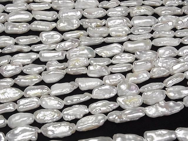 [Video] Fresh Water Pearl Keshi Pearl AA+ Baroque 13-23mm White 1strand beads (aprx.14inch/35cm)