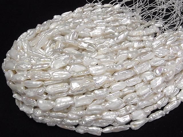 [Video] Fresh Water Pearl Keshi Pearl AA+ Baroque 13-23mm White 1strand beads (aprx.14inch/35cm)