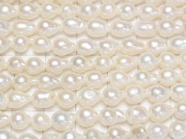 [Video] Fresh Water Pearl AA+ Natural Drop-Rice 7-8mm White 1strand beads (aprx.14inch/35cm)