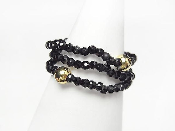 [Video] High Quality! Black Spinel Faceted Round 2mm 3-Piece Set (Ring)