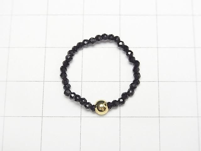 [Video] High Quality! Black Spinel Faceted Round 2mm 3-Piece Set (Ring)