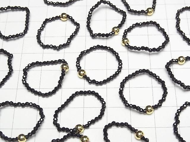 [Video] High Quality! Black Spinel Faceted Round 2mm 3-Piece Set (Ring)
