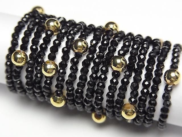 [Video] High Quality! Black Spinel Faceted Round 2mm 3-Piece Set (Ring)