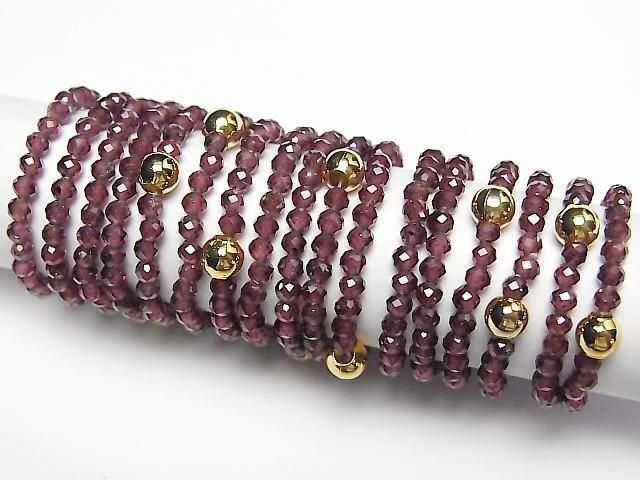 [Video] High Quality! Garnet Faceted Round 2mm 3pcs (Ring)