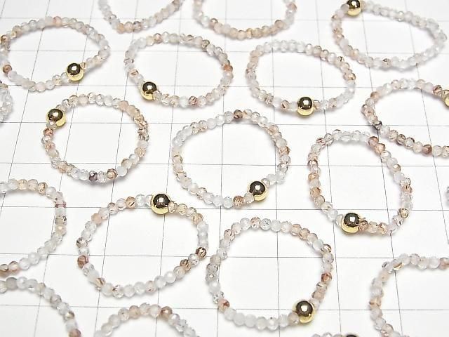 [Video] High Quality! Brown Rutilated Quartz Faceted Round 2mm 3-Piece Set (Ring)