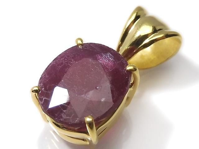 [Video][One of a kind] High Quality Ruby AAA- Faceted Pendant 18KGP NO.14