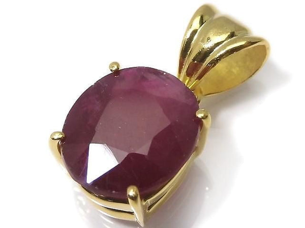 [Video][One of a kind] High Quality Ruby AAA- Faceted Pendant 18KGP NO.15