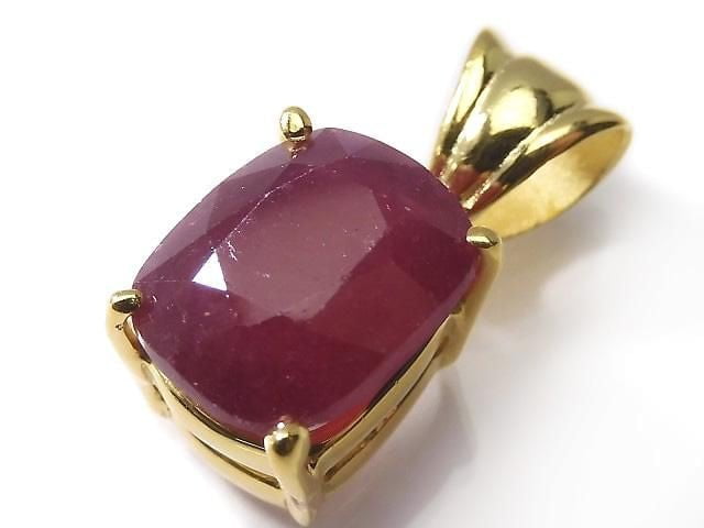 [Video][One of a kind] High Quality Ruby AAA- Faceted Pendant 18KGP NO.16