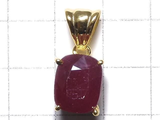 [Video][One of a kind] High Quality Ruby AAA- Faceted Pendant 18KGP NO.16